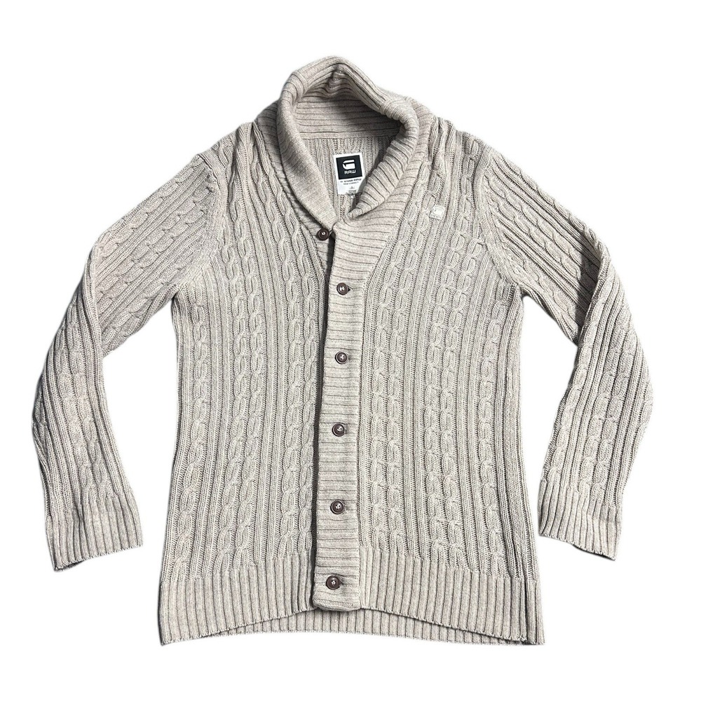 G-Star Raw‎ Higging Cable Knit Shawl Neck Cardigan Old Money Oatmeal/Beige XXL